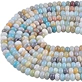 Rondelle Beads for Jewelry Making 5x8mm Natural Stone Beads 1 Strand 15.5inch Lentil Spacer Beads Rondelle Gemstone Bead Semi-Precious Stone Bead for Bracelet Necklace Crafts Amazonite