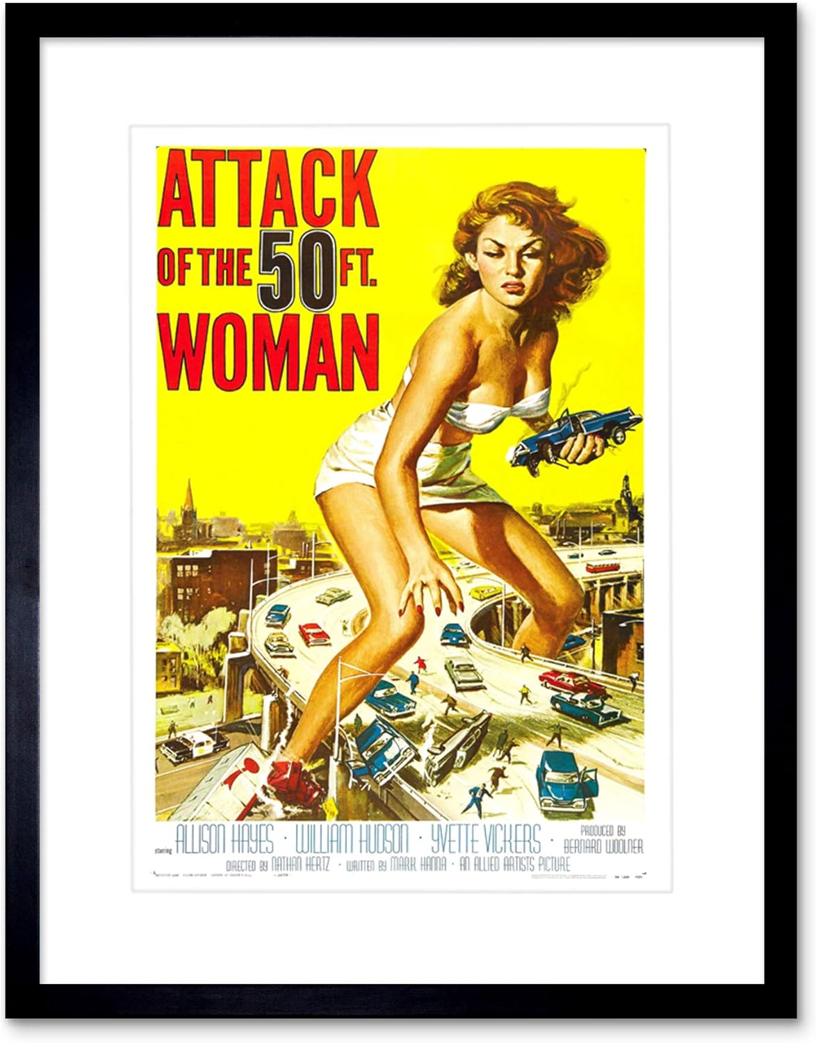 Advert Movie Film Cult Classic 50 Foot Woman Attack Framed Art Print B12X5050