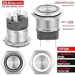 22mm Push Button Switch 15Amp White 24V Momentary