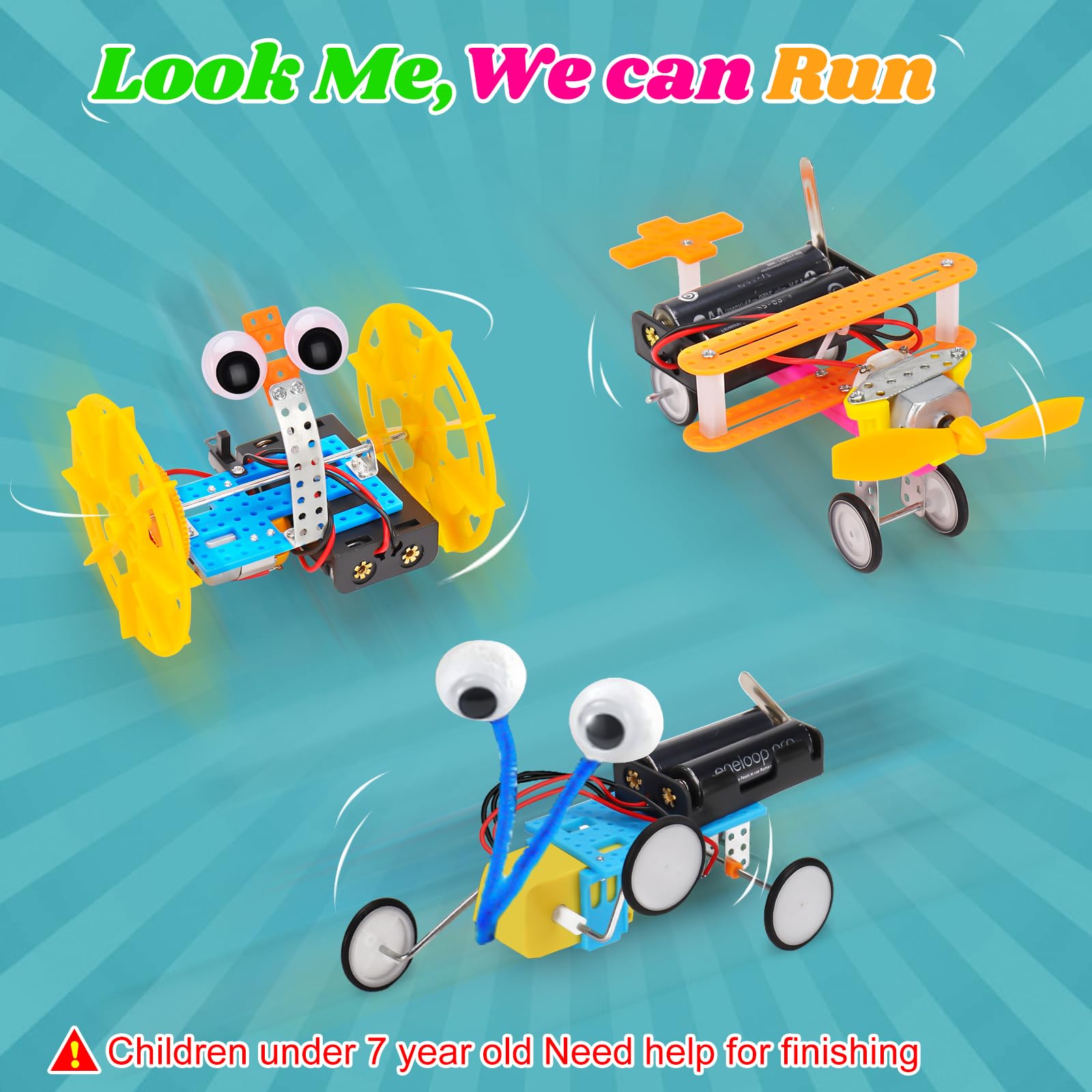 Wissenschaft Experimente Kit für Kinder 8-12, Elektronik Bausatz Roboter Kit Spielzeug, Elektro Baukasten, STEM Experimentierkasten Aktivitäten Lernen Spielzeug ab 8 Jahre Jungen (6 in 1) 4