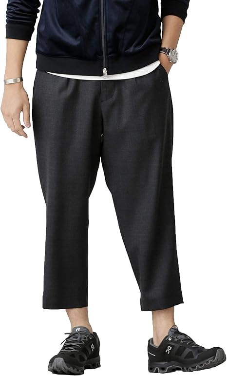 Amazon ナノユニバース ストレッチ ウール ワイド アンクル パンツ メンズ ロングパンツ 通販