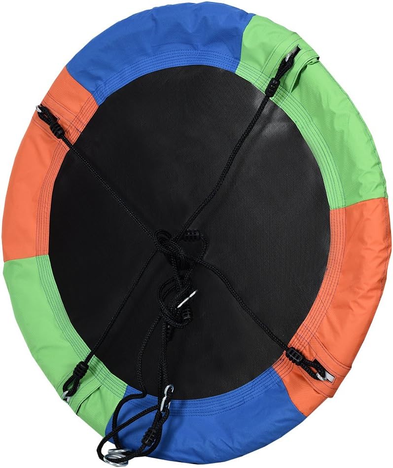 Lovely Snail Tree Swing 40 Inch Outdoor Large Round Saucer Swing Platform for Kids Adults with Flags Adjustable Ropes for Backyard Playground Swingset, 400 Lbs: Toys & Games