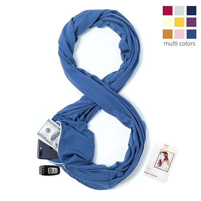Infinity Scarf Travel Scarf With Pockets Hidden Zipper Pocket