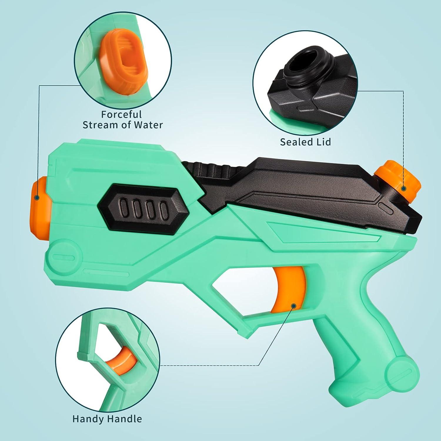 SNAEN 2 Pack of Different Shapes Squirt Water Gun Summer Toy for Swimming Pool Party and Outdoor Activity Easy Operate Beach Water Fighting Blaster with High Capacity Suitable for Ages 3+ (Green/Gray): Toys & Games