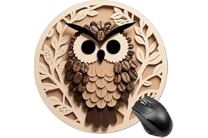 Coffee Bean Owl Print Round Mouse Pads Non-Slip Rubber Base Mouse Mat Cute Mousepad Funny Computer Desk Accessories for Offic