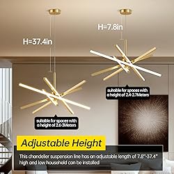 Modern Sputnik Chandelier Ceiling 82W LED Gold