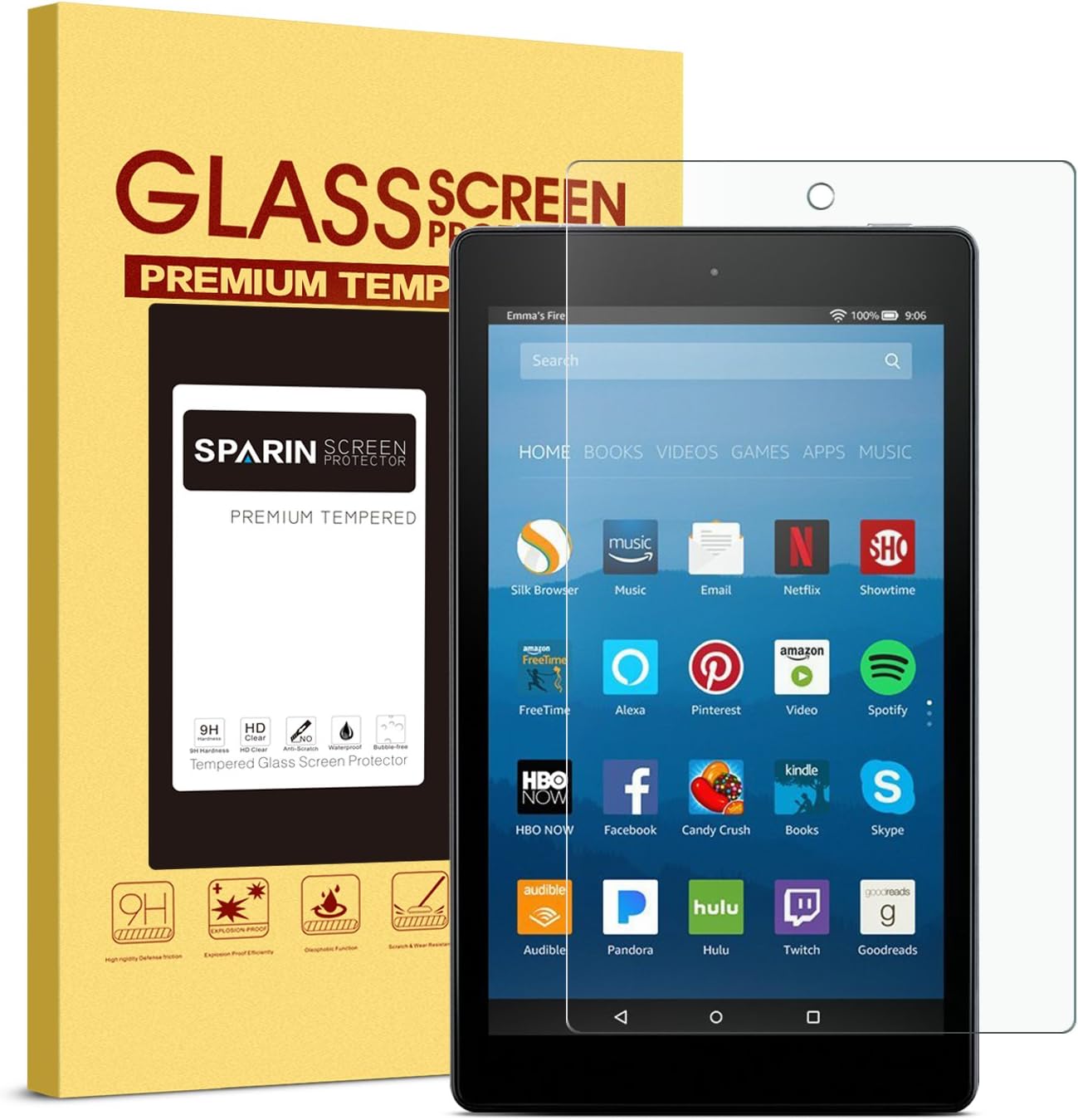Fire HD 8 Screen Protector , SPARIN Glass Screen Amazon.co.uk Electronics