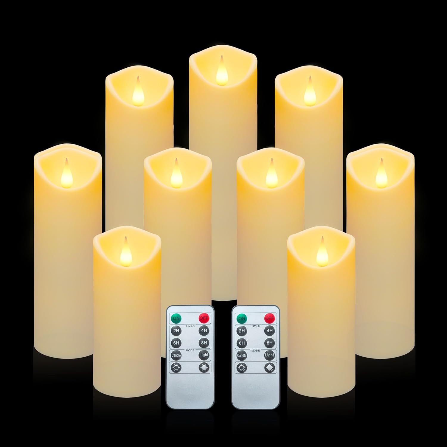 Lighting - Aignis Flickering Flameless Candles with 10-Key Remote Timer, Set of 9 Battery Operated LED Candles Outdoor Heat Resistant for Home/Halloween/Christmas Exquisite Decor