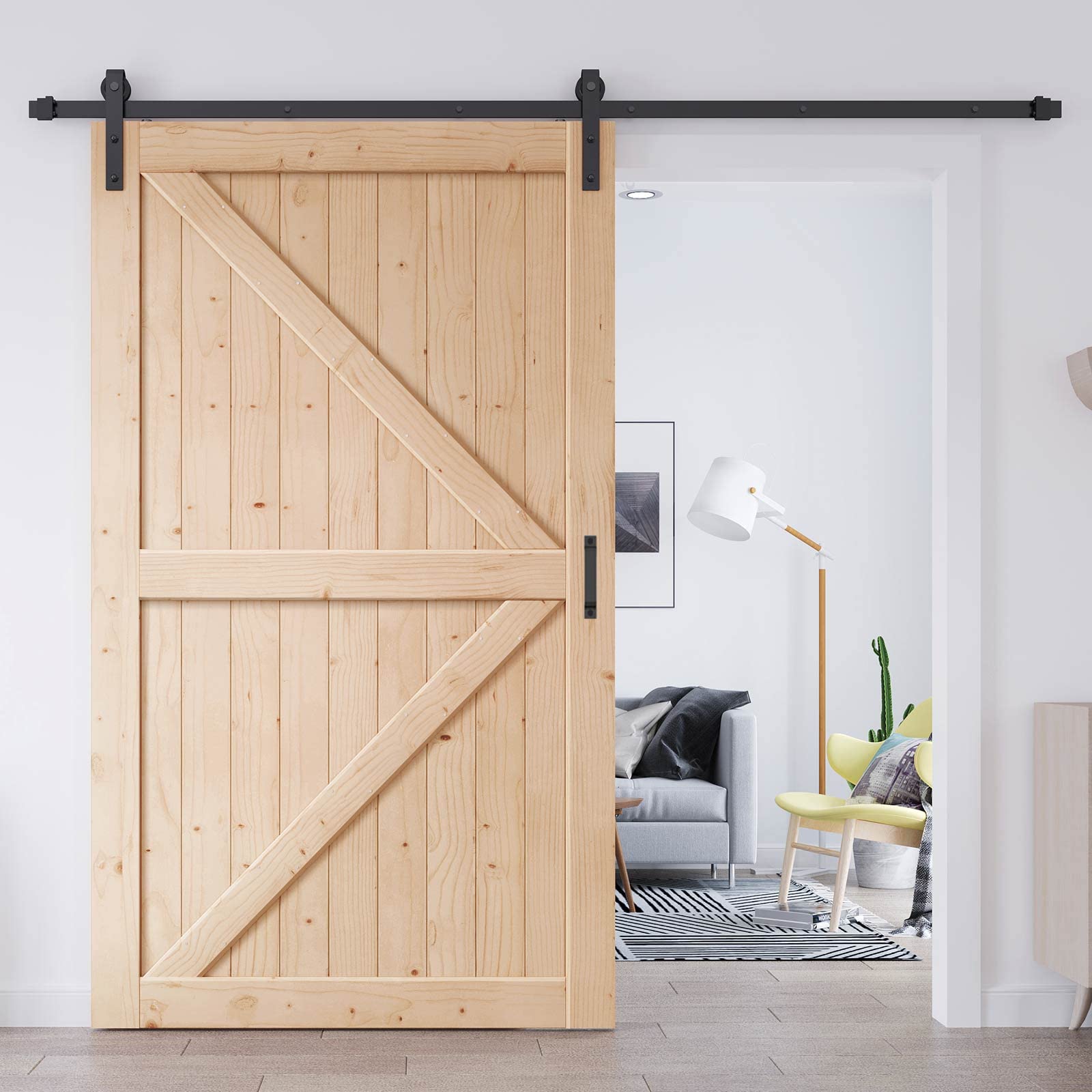 Barn Door EaseLife 8 FT Heavy Duty Sliding Hardware Track Kit,Ultra Exterior  Barn Door, image size:1600x1600
