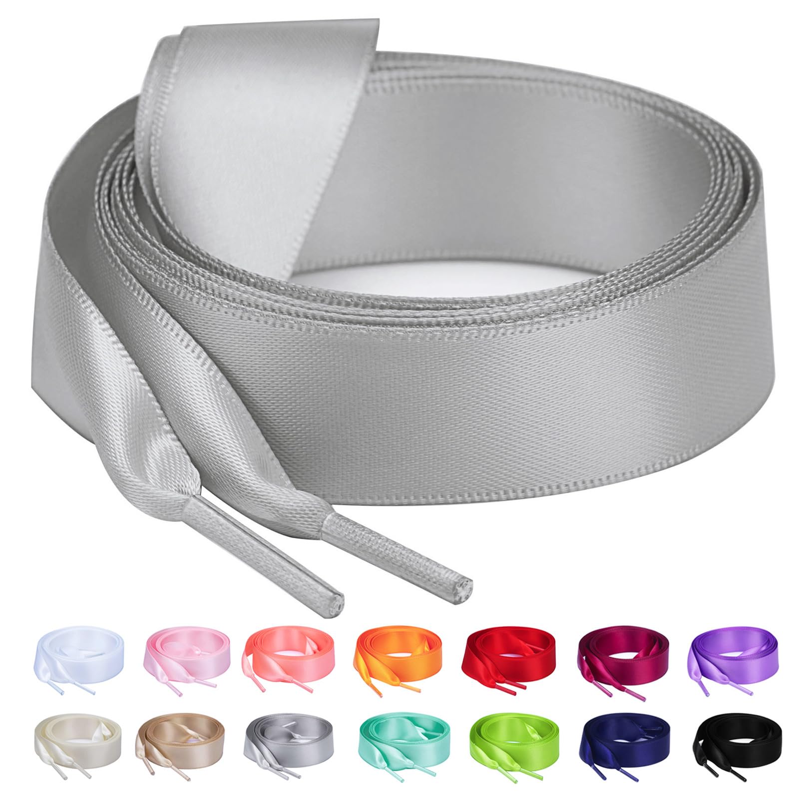 Booyckiy Flat Colorful Satin Ribbon Shoelaces