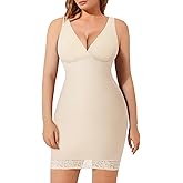 MERYOSZ Body Shaper Dress for Women Shapewear Tummy Control Full Slip Under Dress V Neck Spaghetti Straps Lingerie