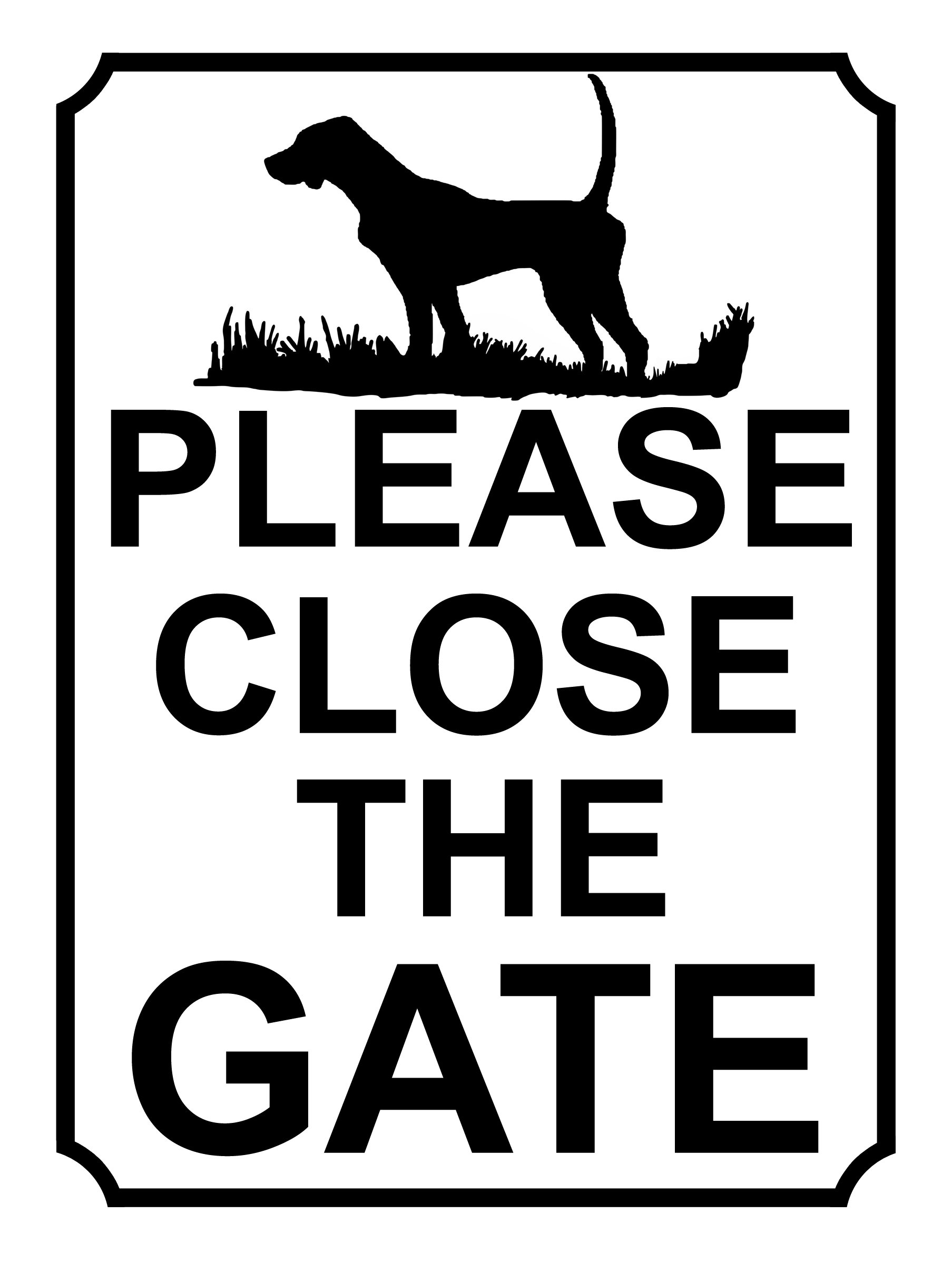 PLEASE CLOSE THE GATE METAL SIGN DOG THEME 200MM X 150MM (13H1) (10" x 8" (267mm x 200mm))