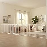 Regalo Safety 24"-192" Metal 2-in-1 Super Wide Baby Gate &amp; Play Yard | Adjustable Playpen, For Doorways &amp; Open Spaces, For Babies, Toddlers &amp; Pets, White, Tested &amp; Trusted for 30 Years