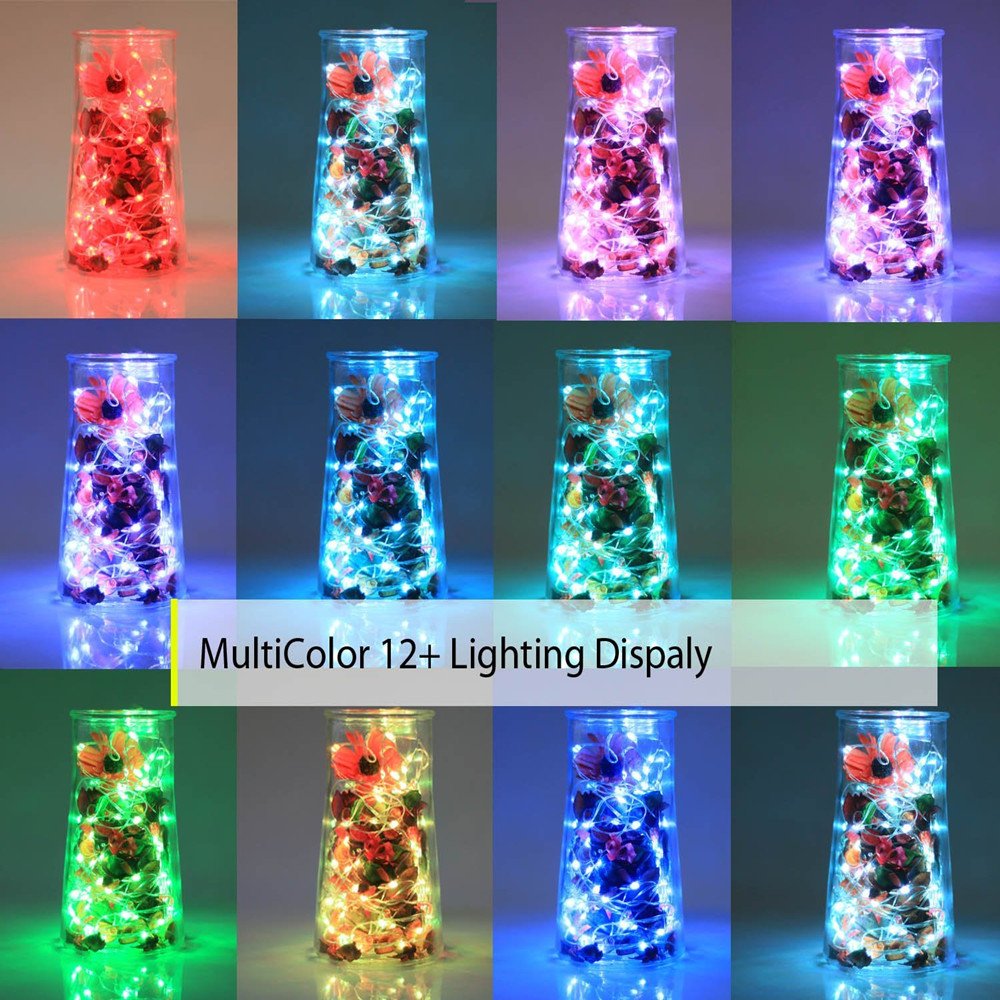 YKSH Indoor & Outdoor Led String Lights, Battery Powered Led Fairy String Lights with Remote and Timer Waterproof Multi Color Changing Light for Patio Parties Wedding Decoration Christmas Tree