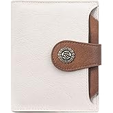 CLUCI Small Wallets for Women RFID Blocking Leather Trifold Compact Credit Card Holder with ID Window Ladies Zipper Coin Purse Beige with Brown