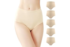 BATTEWA Incontinence Underwear for Women Washable, Leak Proof Underwear High Waist Cotton,Bladder Leakage 50ML (5Beige, X-Large, 5 Pack)