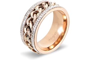 Haigivesoon Anxiety Ring,Spinner Ring Fidget Ring Fidget Rings for Anxiety with Rose Gold Plated and Rhinestone,Gifts for Women Men