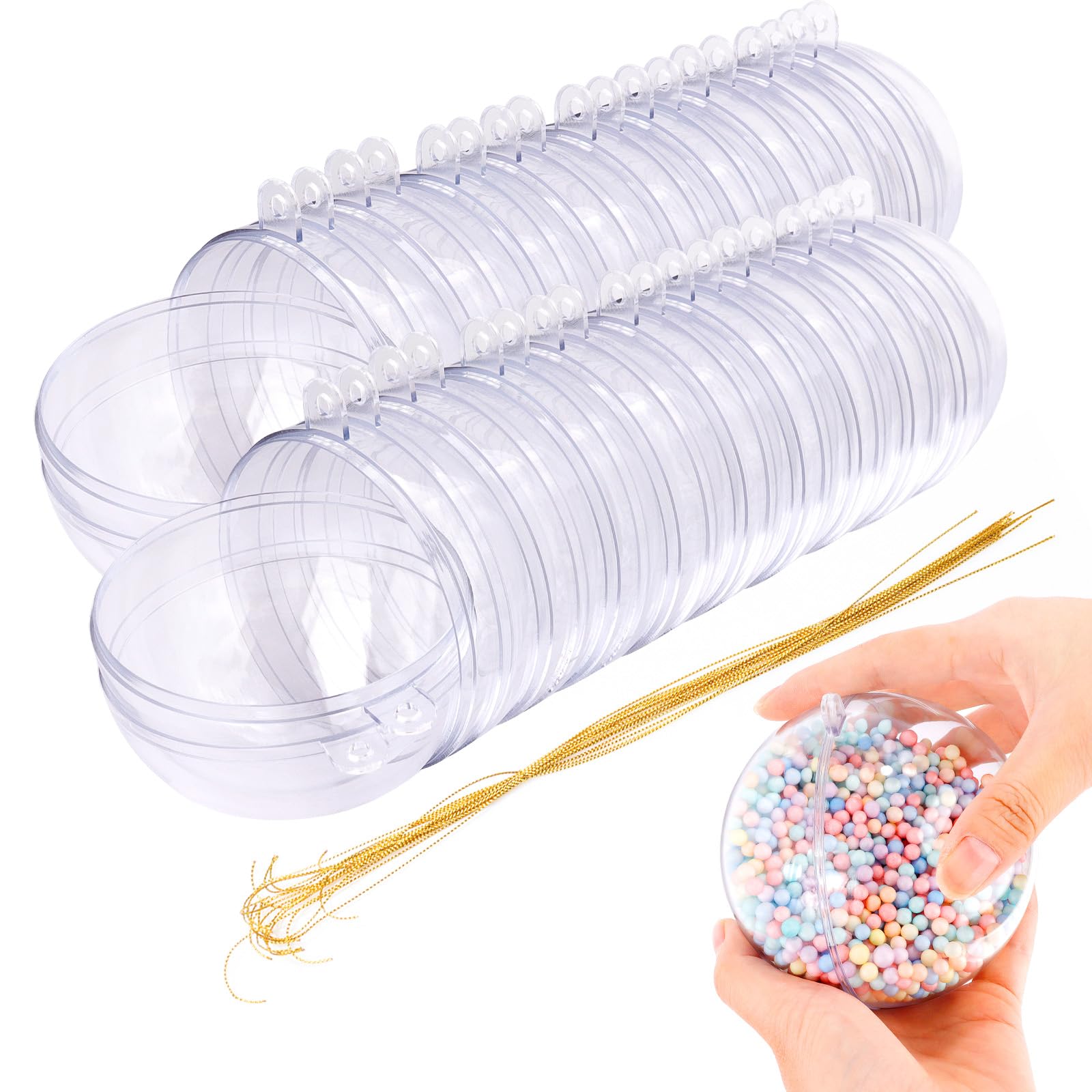 Photo 1 of 20PCS 100mm Christmas Ball Ornaments Clear Plastic Fillable Christmas Ball 3.94'' DIY Craft Ornaments,Shatterproof Xmas Tree Hanging Balls Decorations for Holiday, Wedding, Birthday, Christmas Decor