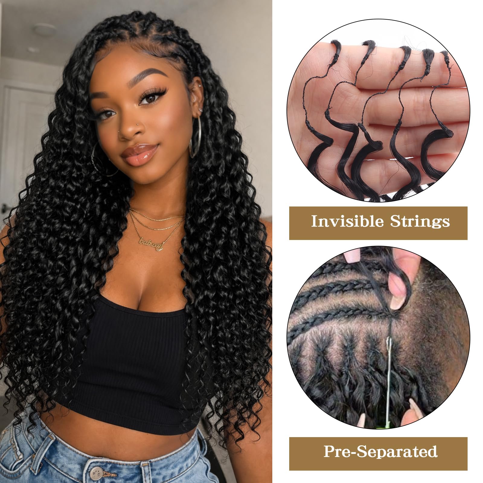 Condition photo showing New/Like New for feather crochet hair for black women 18 inch 100 strands, pre separated invisible micro knots croche
