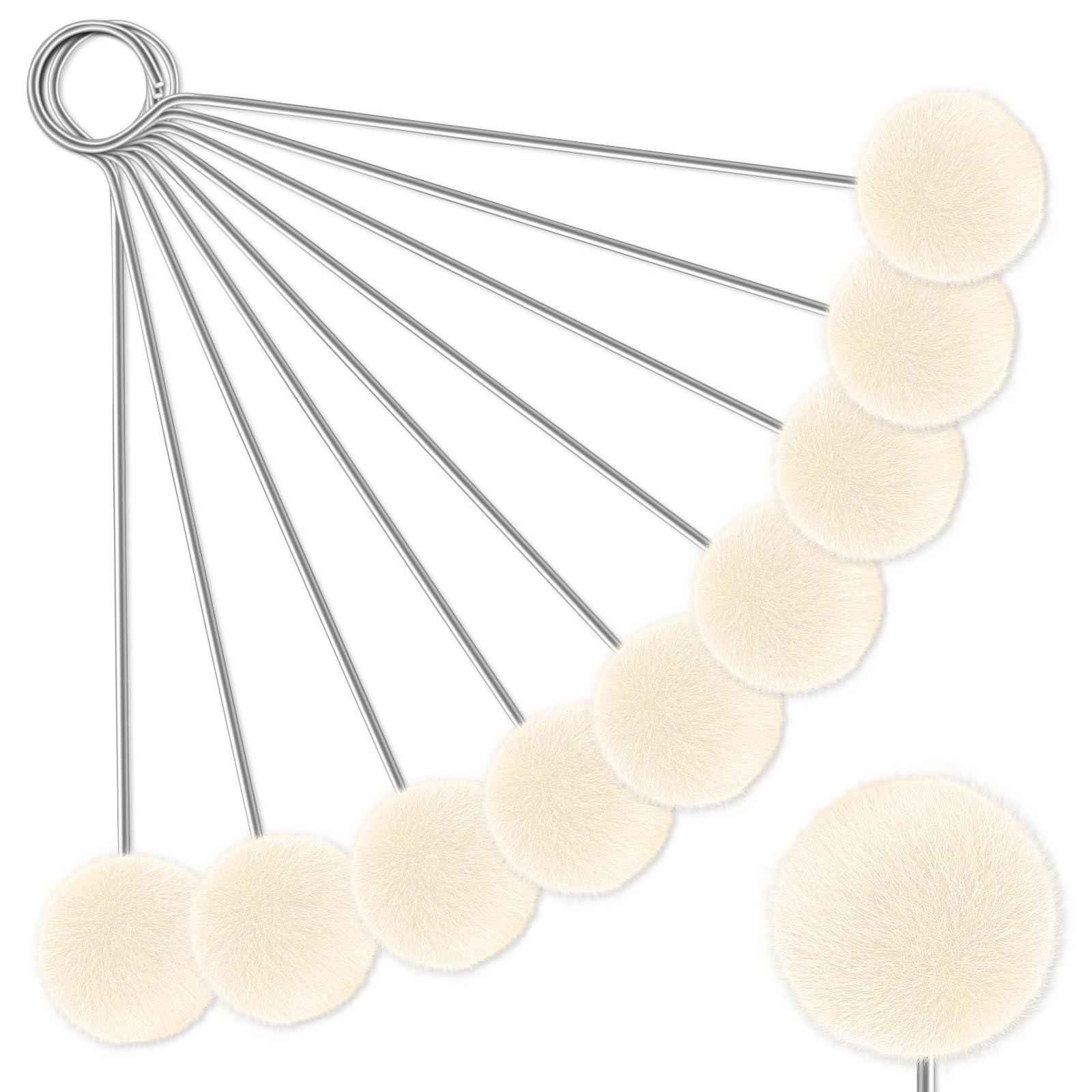 EYBDYB 10 Pack Wool Daubers Ball Brush with Metal Handle – Leather Dye Applicator Tool for Leather Crafting, Gluing, Staining, Shoe Polish & DIY Projects