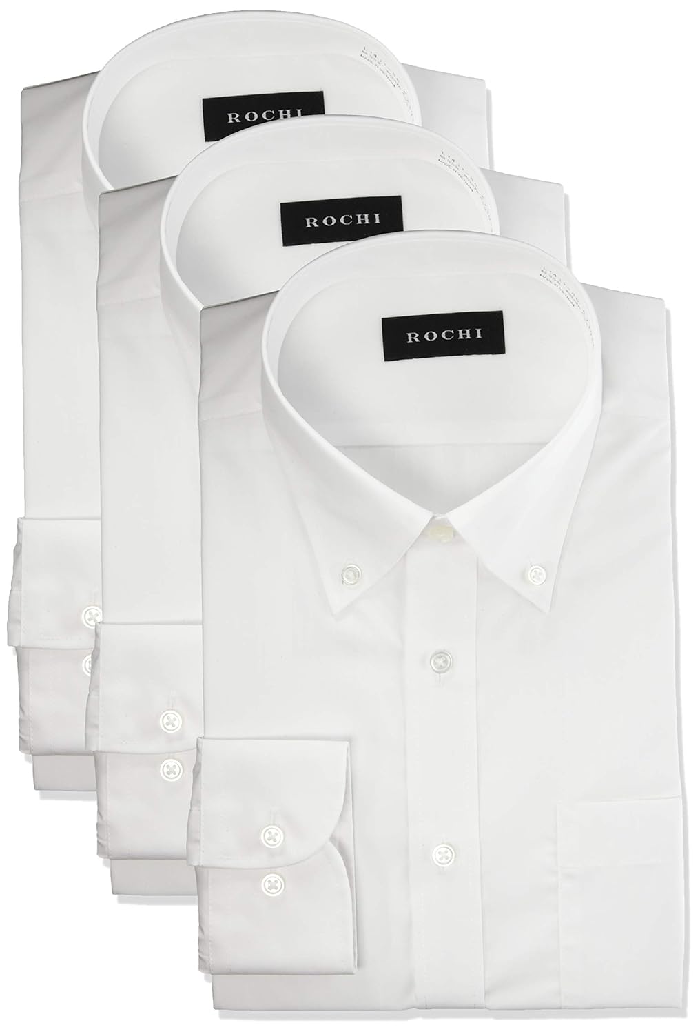 [アオキ] 長袖 お買い得シャツ3点セット 【形態安定/抗菌防臭加工/立体縫製/ビジネス/就活/冠婚葬祭】 ワイドカラー/ボタンダウン メンズ 白 【ボタンダウン】 S78(首周り37cm×裄丈78cm)