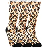 Magifuls Wild & Playful Crew Socks 3-Pack - Snake/Leopard/Rainbow Prints for Men & Women One Size