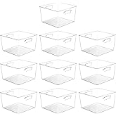 Vtopmart 10 Pack Extra Large Clear Plastic Storage Bins,11x11 Cube Acrylic Organizer Square Containers with Handle for Pantry,Closet,LaundryRoom,Kitchen,Bathroom,UnderSink Organization