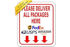 WORK HOUSE SIGNS Please Deliver All Packages Here Arrows Aluminum Composite Sign - Delivery Instructions for My Packages from Amazon, FedEx, USPS, UPS, Indoor Outdoor Signs for Home, Office, Work, 8.5"x10"