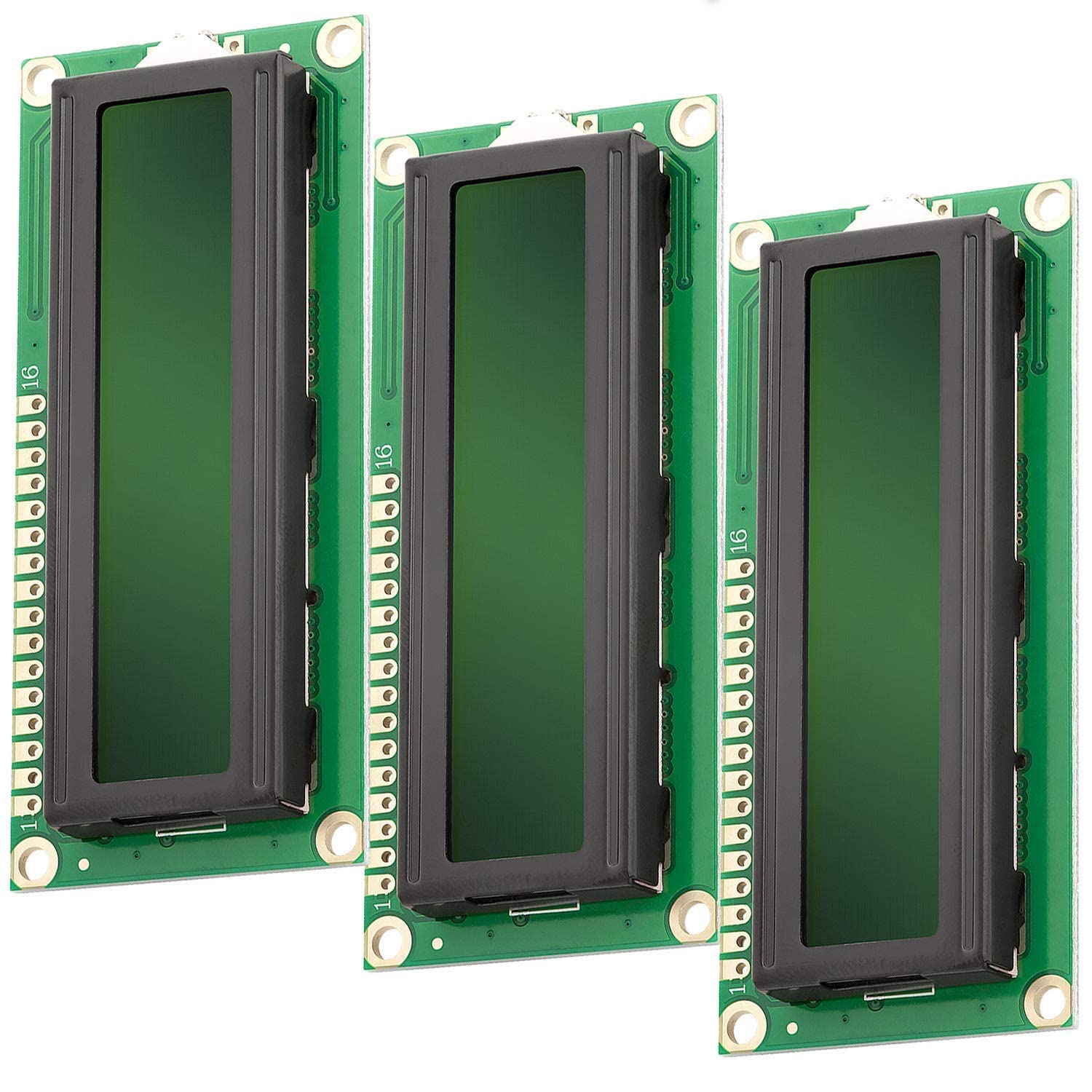 AZDelivery Compatible with HD44780 1602 16x2 Serial LCD Black Character Green Backlight Display Board 3.3V 5V compatible with Arduino and Raspberry Pi Including E-Book! (Pack of 3)