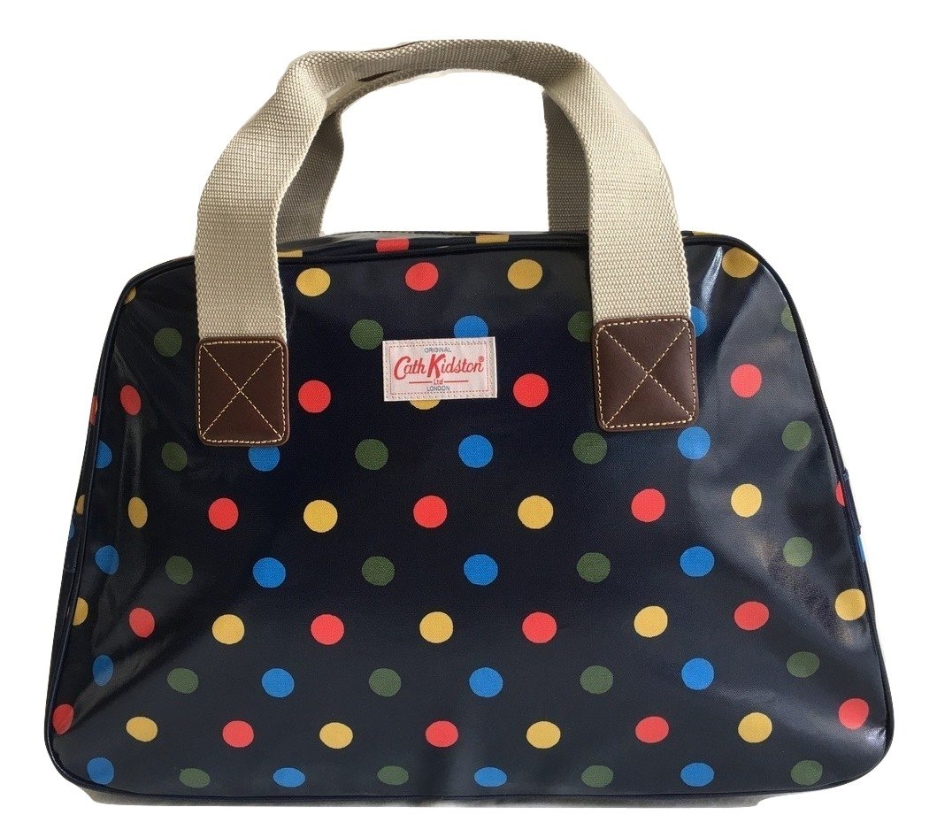 Cath Kidston overnight travel weekend bag oilcloth button spot blue