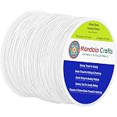 Mandala Crafts 0.6mm White Shirring Elastic Thread for Sewing, 87 Yards | Durable Fine Polyester Stretchy Thread for Smocking, Gathering, Ruching, Pleating, Knitting, Hand &amp; Machine Sewing