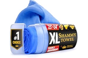 Premium XL Shammy Towel for Car - (34”x25”) - Super Absorbent Chamois Cloth - Spots and Scratch-Free - Reusable Car Drying To