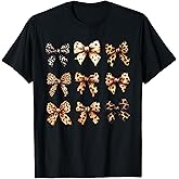Cute Leopard Cheetah Print Coquette Bows Girly Ribbon Bow T-Shirt