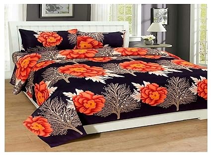 RS Home Furnishing 5D Digital Printing Woolen Velvet Bedsheet with 2 Pillow Cover - King Size, Multicolour