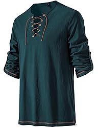 JEMITOP Men's Renaissance Costume Retro Lace Up