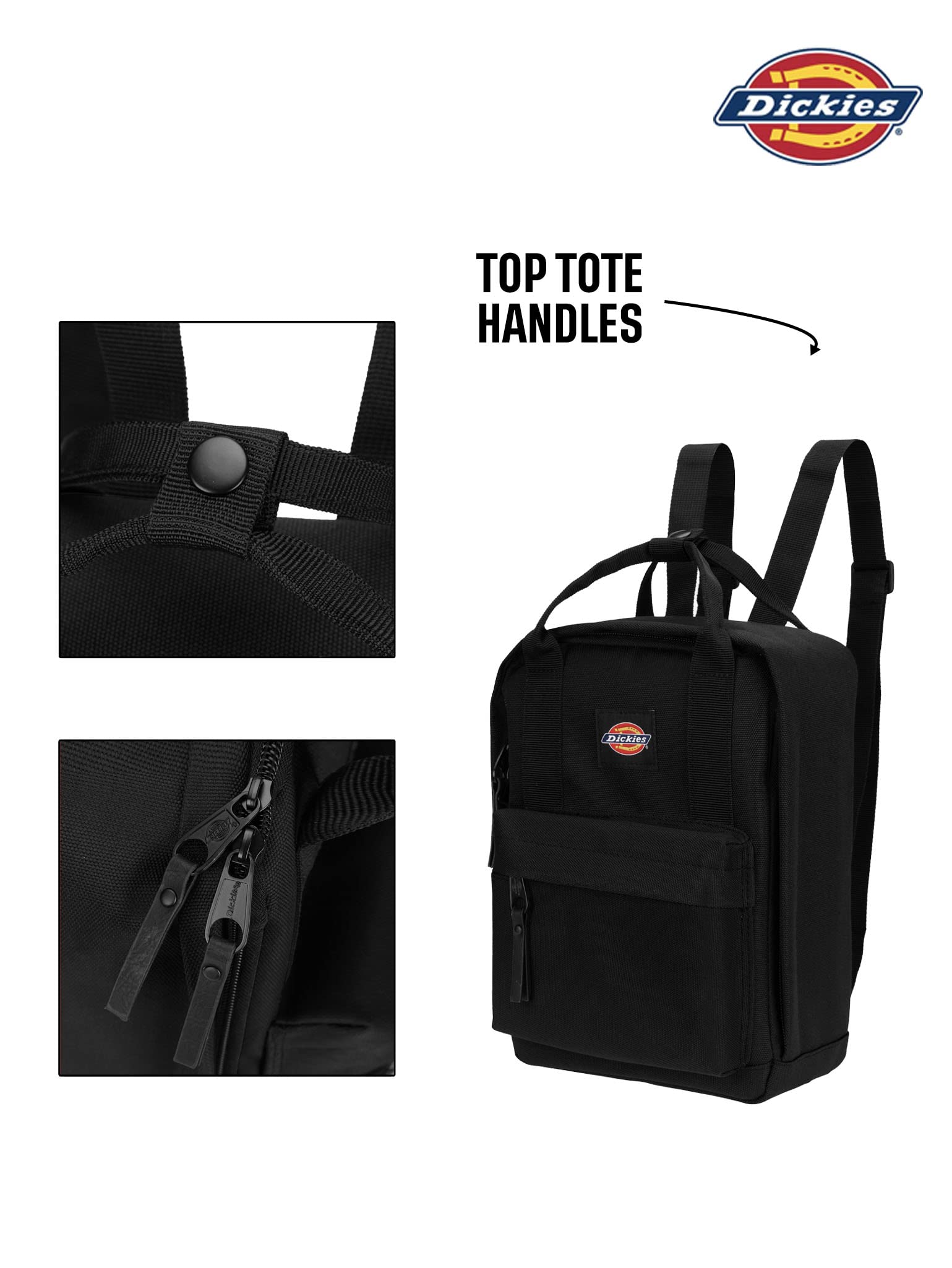 Dickies Brooklyn Mini Backpack, Small Backpack Purse for Men and Women, Travel Shoulder Book Bag (Black)