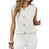 Cicy Bell Womens Cropped Sweater Vest Round Neck Sleeveless Button Up Cardigan Casual Knit Tank Tops