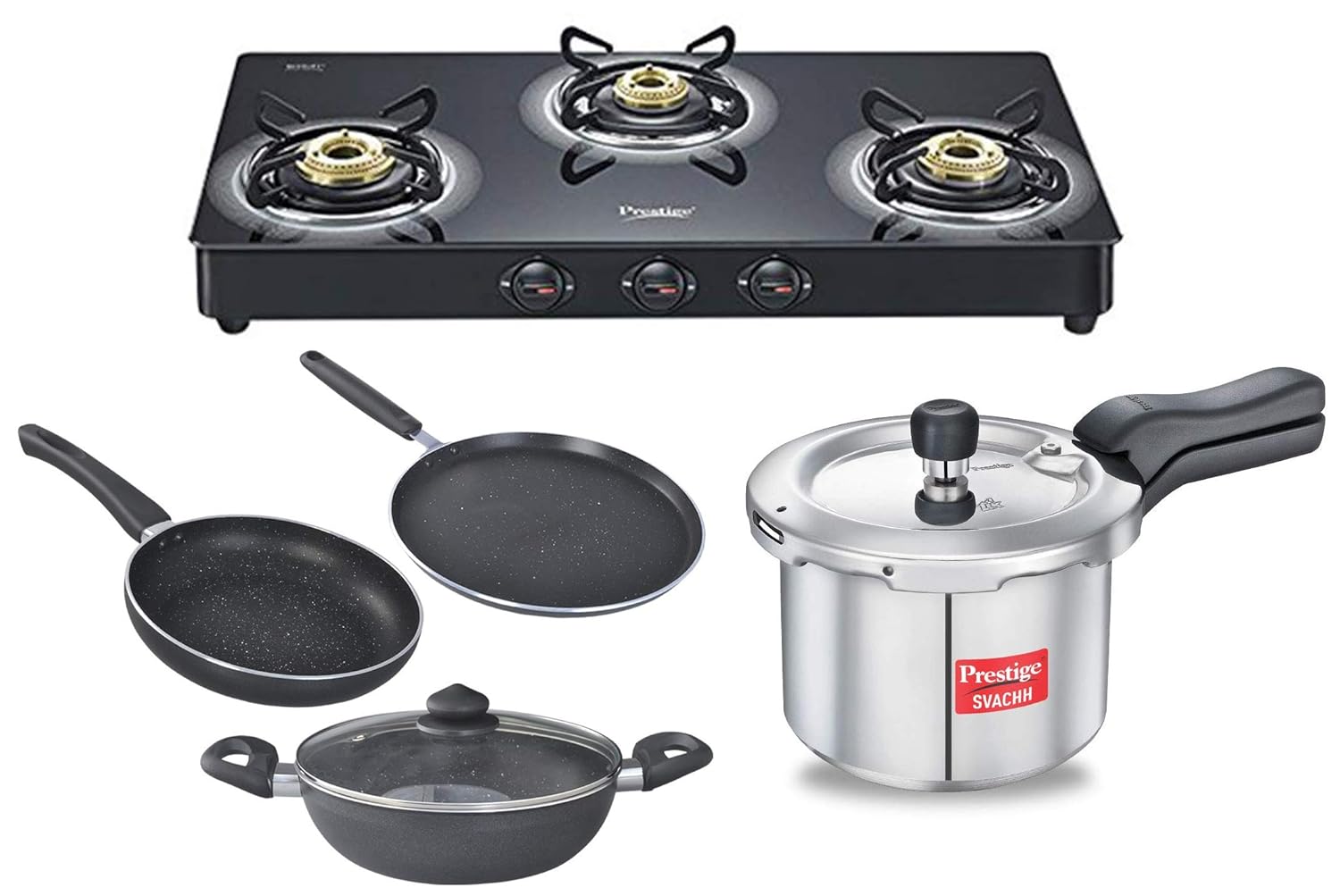 Buy Prestige Royale Plus Schott Glass 3 Burner Gas Stove, Manual