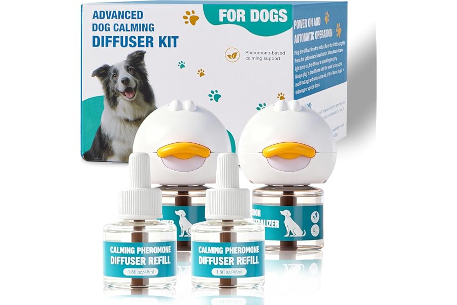 Comfidog Dog Calming Diffuser, Calming Pheromones Diffuser Kit Pheromone Diffuser to Calm (2Plug in+4Refill) for Anxiety Relief Fighting Barking Stress,for All Dogs
