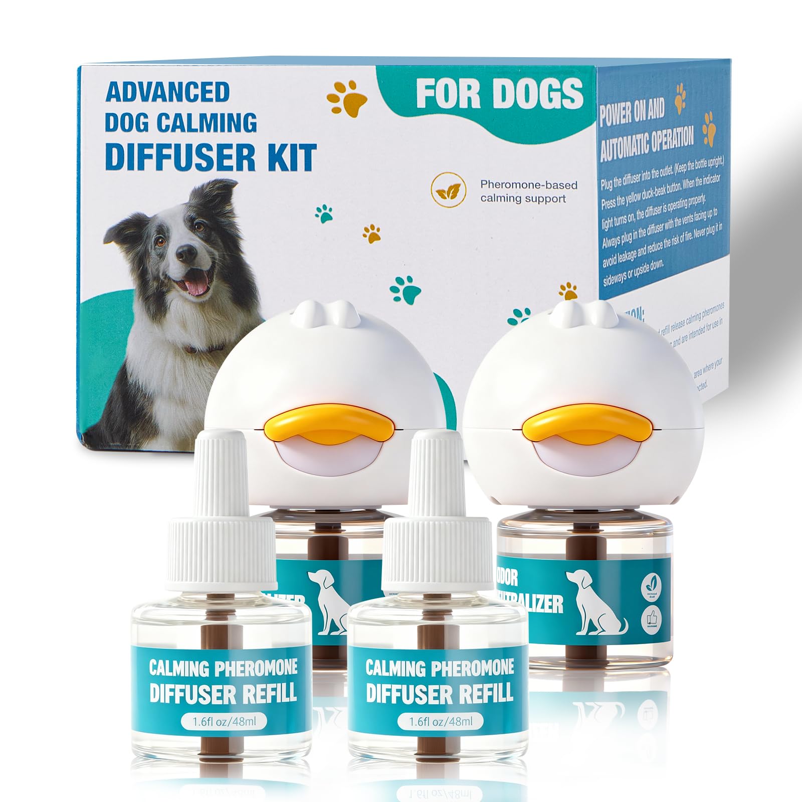 Comfidog Dog Calming Diffuser, Calming Pheromones Diffuser Kit Pheromone Diffuser to Calm (2Plug in+4Refill) for Anxiety Reli