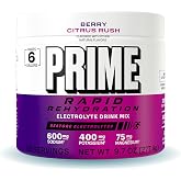 Prime Rapid Rehydration Electrolyte Powder, Berry Citrus Rush, Sugar Free Hydration Drink Mix with Sodium, Potassium, Magnesium &amp; B Vitamins to Replenish Fluids, Caffeine Free, 6 Gallon Tub, 48 SRV
