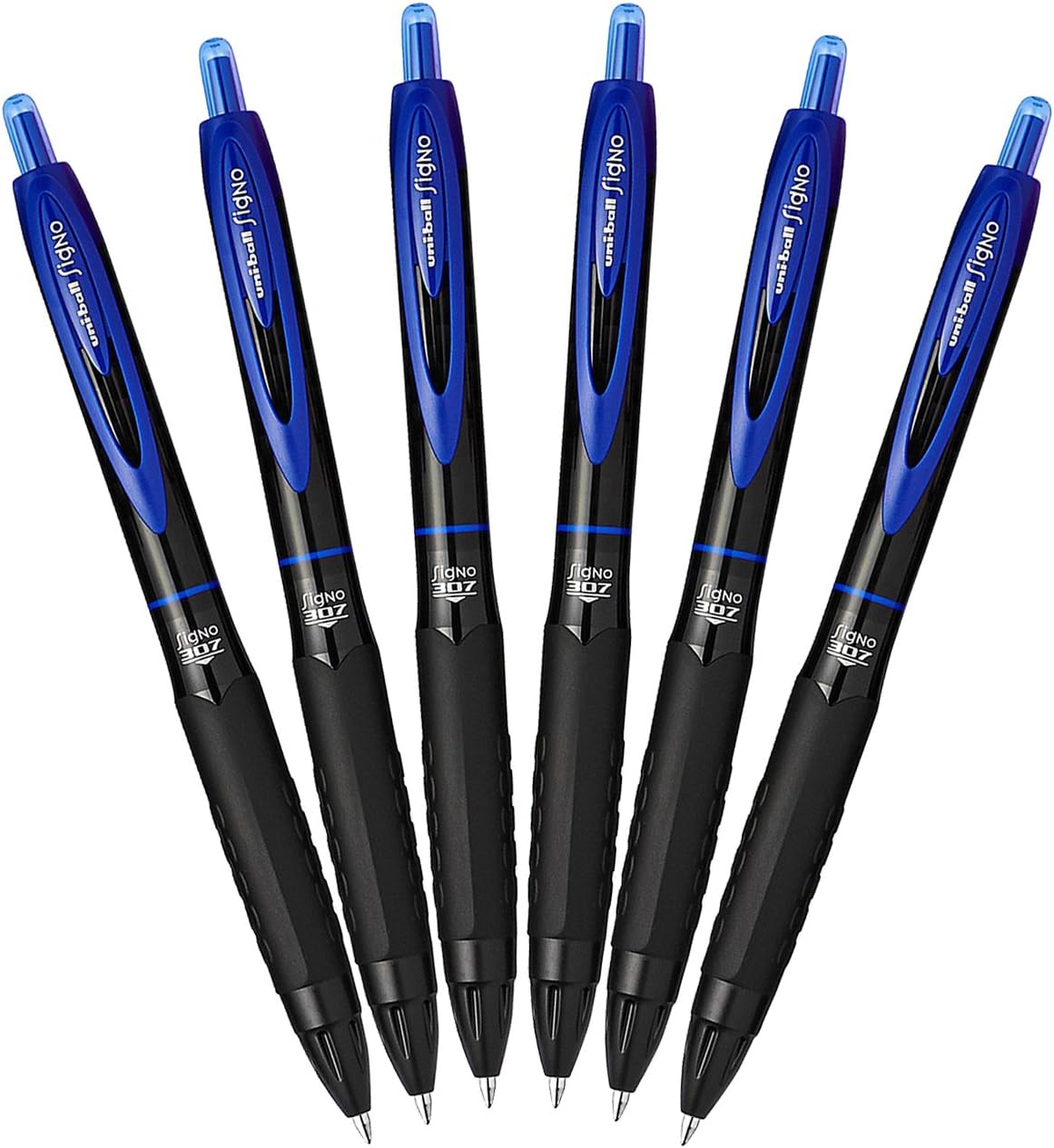 Uni-Ball Signo 307 - Fine Retractable Rollerball Pen - 6 Pack - Blue - UMN-307, 1 count (Pack of 6)