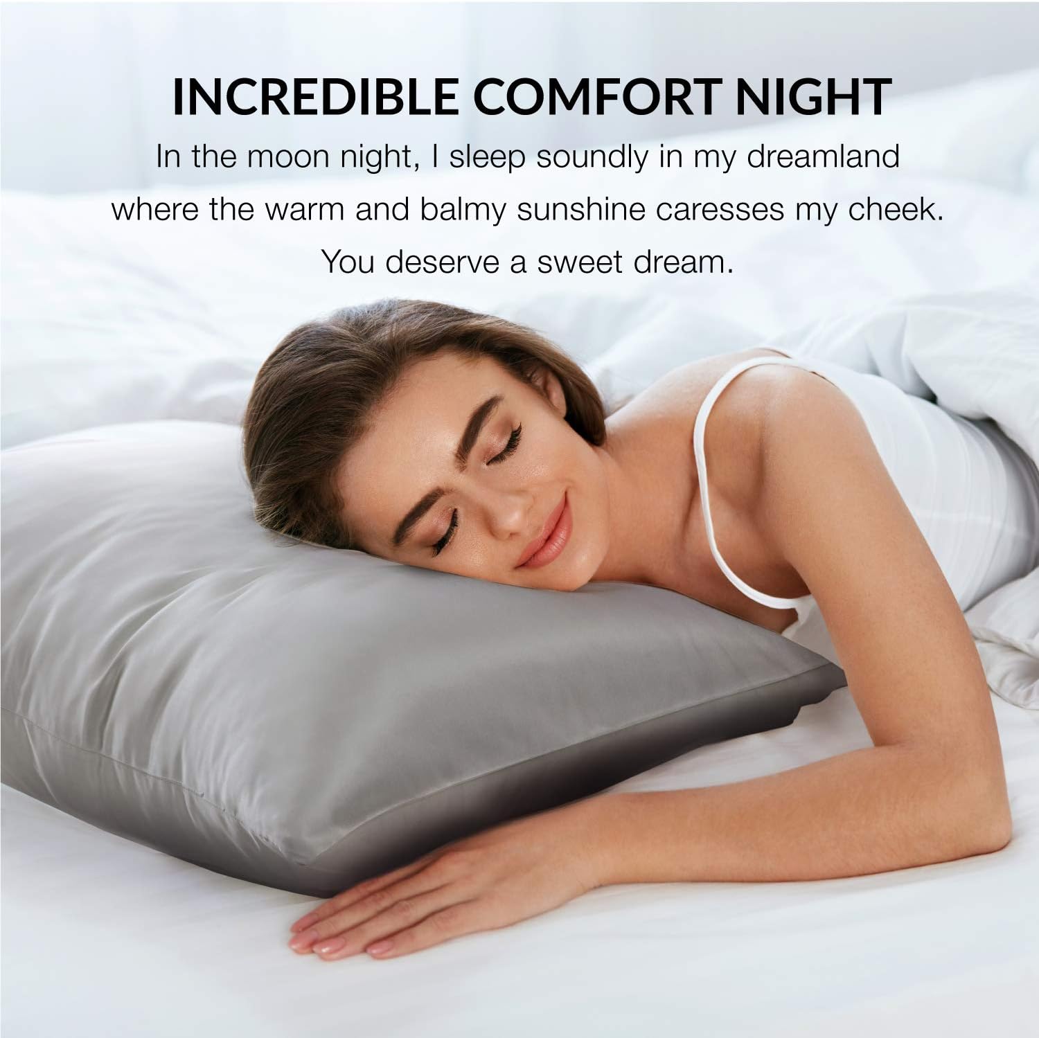Bedsure Satin Pillowcase for Hair and Skin, 2-Pack - Queen Size (20x30 inches) Pillow Cases - Satin Pillow Covers with Envelope Closure, Silver Grey: Home & Kitchen