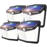 CLAONER Solar Lights Outdoor, [128 LED/4 Packs] Solar Motion Sensor Lights 3 Working Modes Outdoor Lights with 270° Wide Angle Wireless IP65 Waterproof Security Light for Fence Patio, Cold White