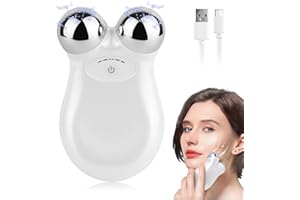 EUOTEO Microcurrent Face Device Roller, Facial Massager to Lift Face and Tighten Skin, USB Mini Microcurrent Facial Shaping Tool for Facial Wrinkle Removal and Anti-Aging (White)