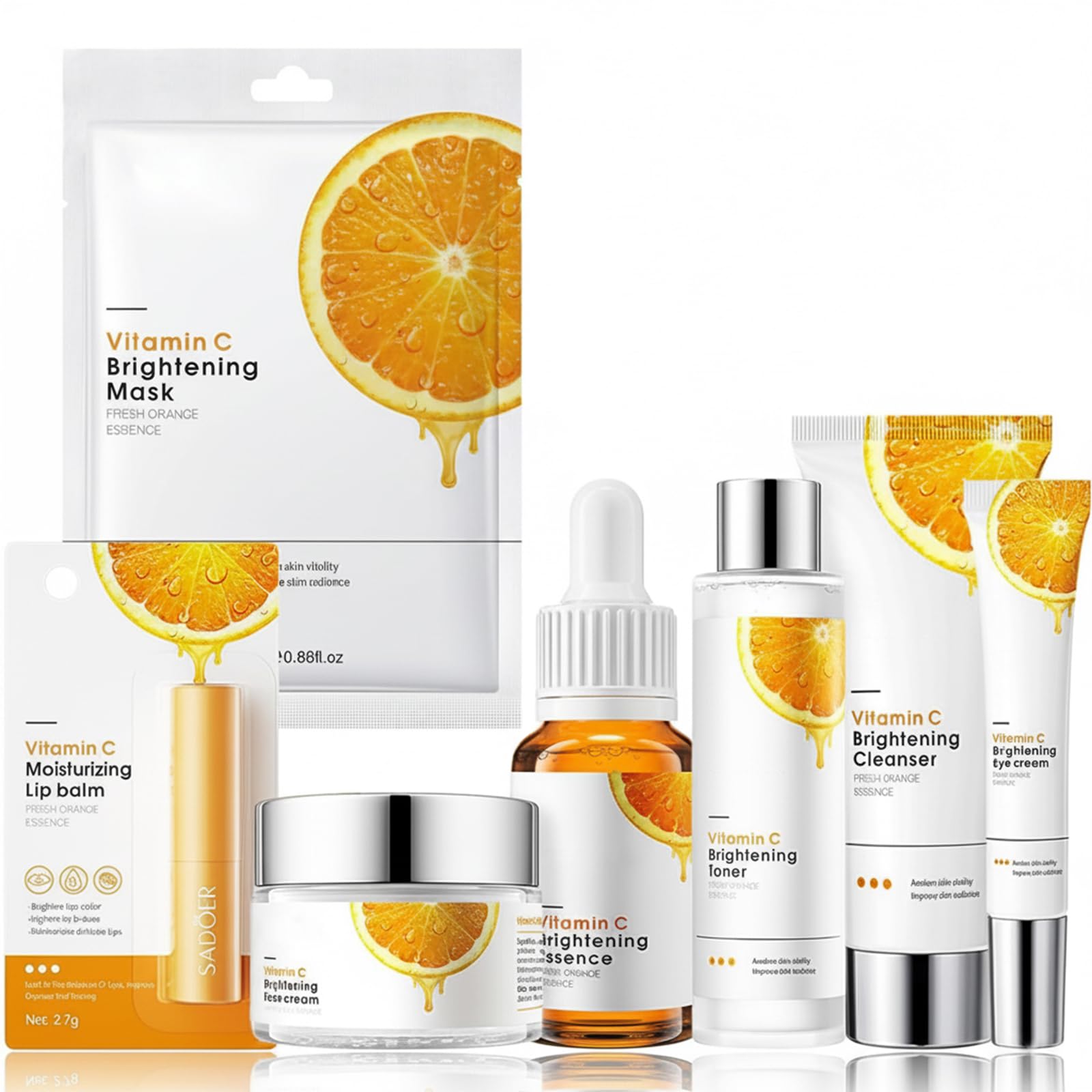 Xumann 7PCS Vitamin C Skincare Gift Set for Teen Girl, Skin Care for Teenage, Cleanser Toner Moisturiser Set for Women