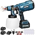 LDHTHOPI Cordless Paint Sprayer, 1200ml Paint Sprayer Gun Battery Powered, 5 Copper Nozzles, 3 Spray Patterns, 10 Funnel Paper for Wall, Fence, Metal, Floor, DIY
