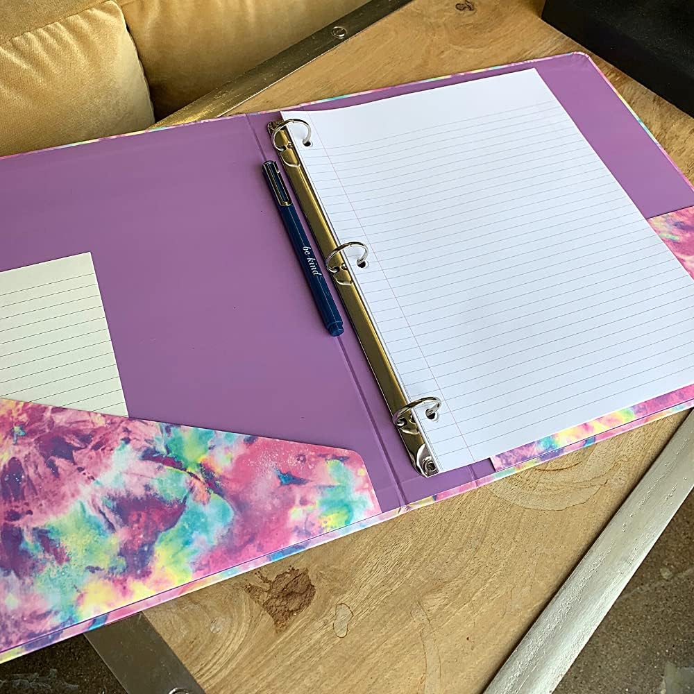 Steel Mill & Co Cute Decorative Hardcover 3 Ring Binder for Letter Size Paper, 1 Inch Round Rings, Floral Binder Organizer for School/Office, Tie Dye : Office Products