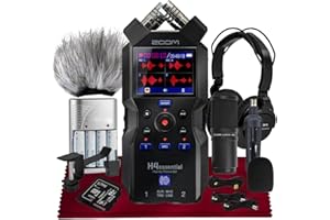 SONICSOUND TECHNOLOGIES Zoom H4essential 4-Track Handy Recorder, 32-Bit Float, XY Mic, Accessibility, XLR/TRS Inputs with 64GB SD, Rechargeable Batteries, Podcast Mic Set, Mic Muff & More for Podcasting, Music & Interviews
