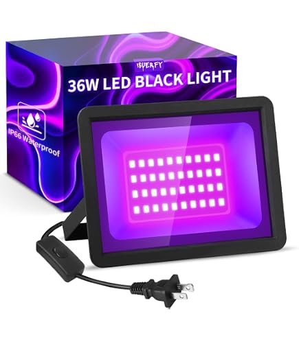 Proiettore Luce Nera UV 100W - IP67 Impermeabile, 240 LED, Per Halloween, Festive, Resina UV, Decorazioni | Angolo 120°, Lunghezza D'Onda 385-400 Nm